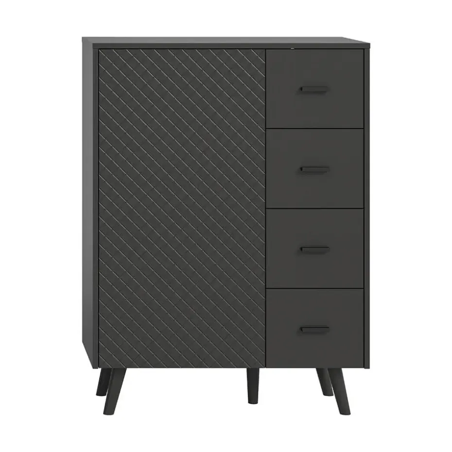Hioshop Linea dressoir 4 laden 1 deur mat grijs