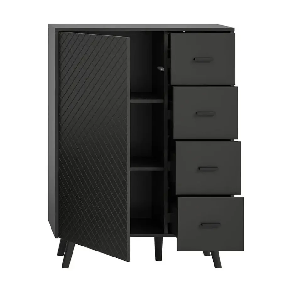 Hioshop Linea dressoir 4 laden 1 deur mat grijs