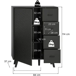 Hioshop Linea dressoir 4 laden 1 deur mat grijs