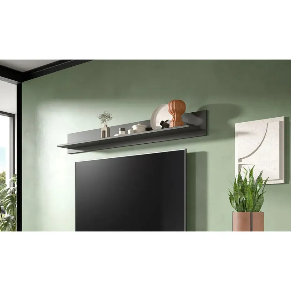 Hioshop Linea wandkast wandplank 1 plank mat grijs