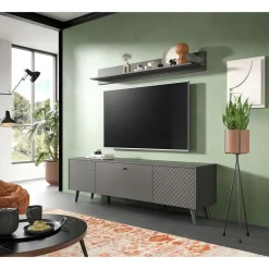 Hioshop Linea wandkast wandplank 1 plank mat grijs