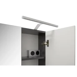 Hioshop Linus spiegelkast 3 deuren met licht zwart