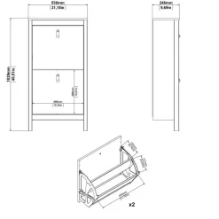 Hioshop Madrid schoenenkast 2 kleppen zwart mat