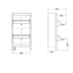 Hioshop Madrid schoenenkast 2 kleppen zwart mat