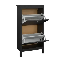 Hioshop Madrid schoenenkast 2 kleppen zwart mat