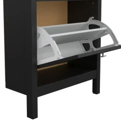 Hioshop Madrid schoenenkast 2 kleppen zwart mat