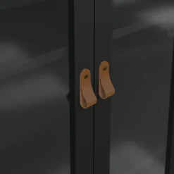 Hioshop Madrid vitrinekast 2 glazen deuren 3 laden zwart mat