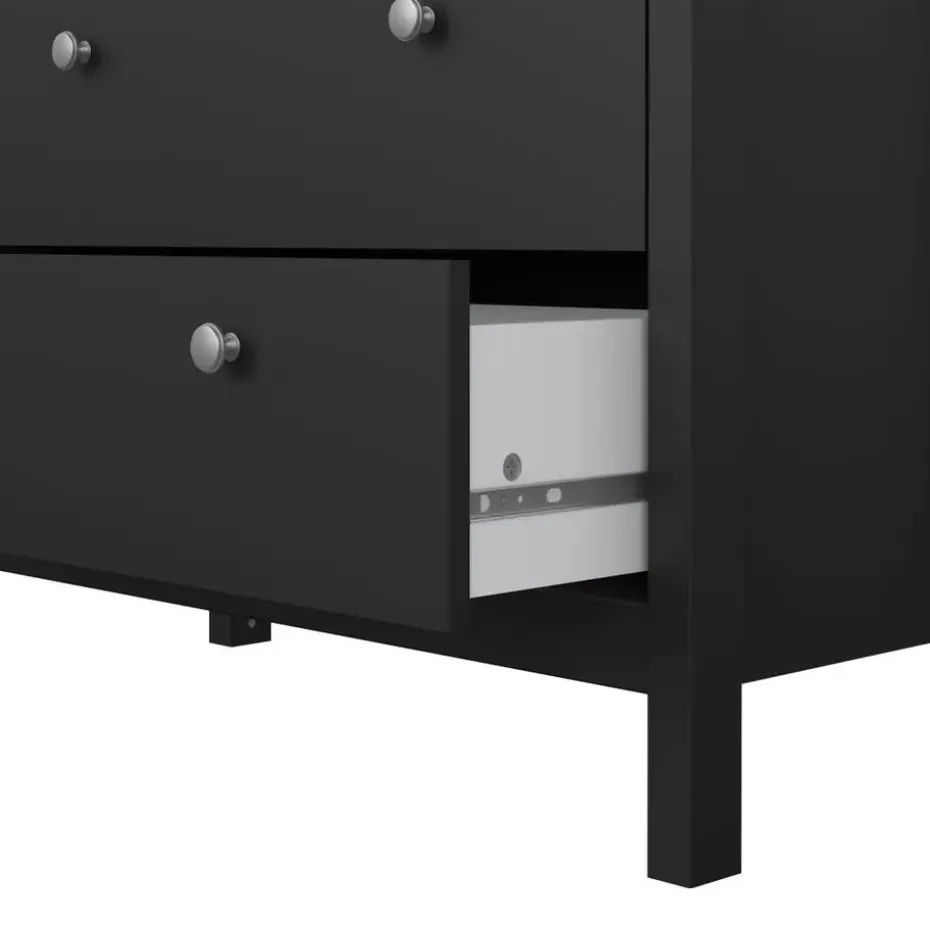 Hioshop Madrid vitrinekast 2 glazen deuren 3 laden zwart mat