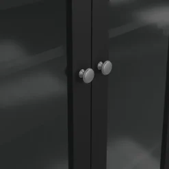 Hioshop Madrid vitrinekast 2 glazen deuren 3 laden zwart mat