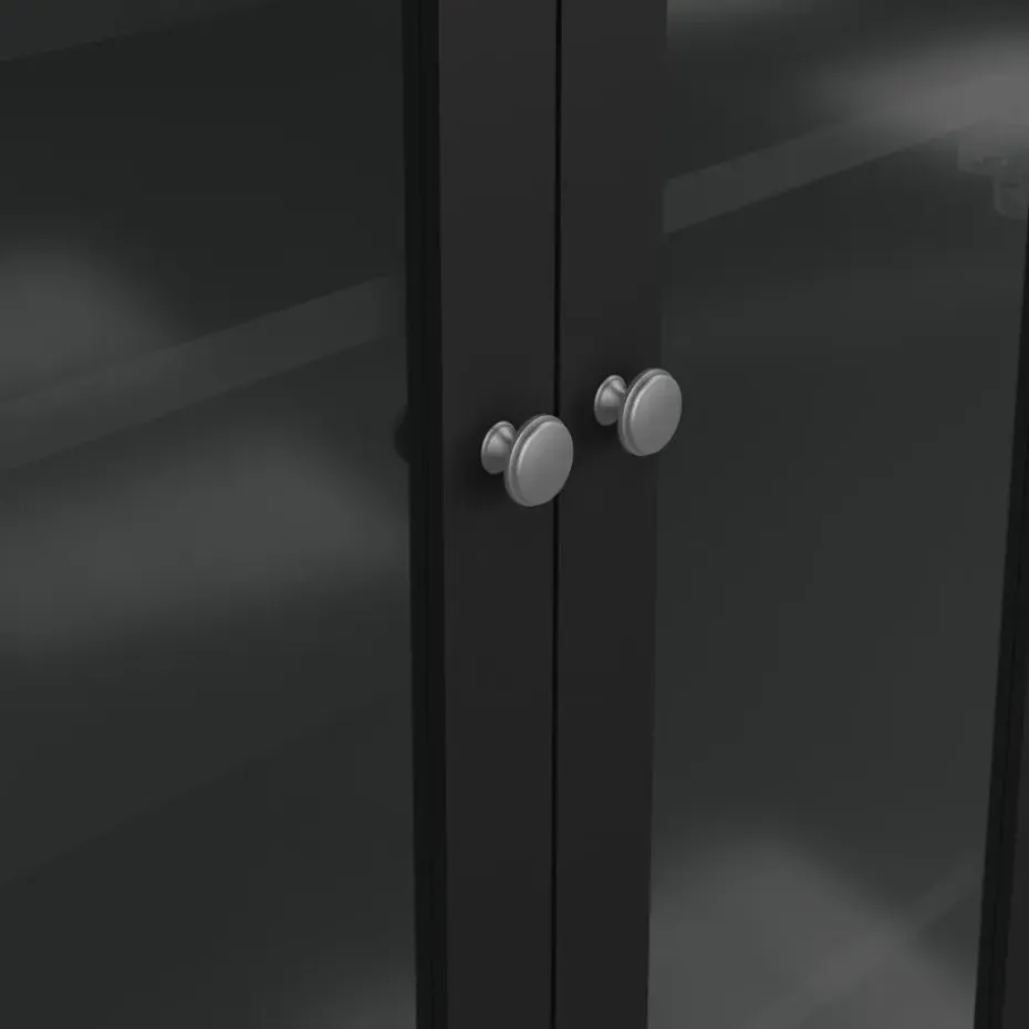 Hioshop Madrid vitrinekast 2 glazen deuren 3 laden zwart mat