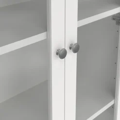 Hioshop Madrid vitrinekast 2 glazen deuren 3 laden wit