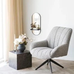 Hioshop Maria spiegel 1 plank zwart