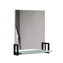 Hioshop Matix spiegel bad met plank blauw- grijs