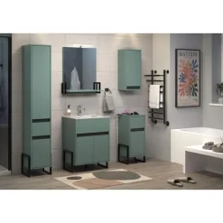 Hioshop Matix spiegel bad met plank blauw- grijs