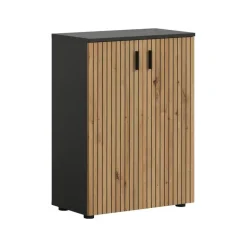 Hioshop Mone badkamerkast 2 deuren eiken decor- donkergrijs