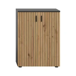 Hioshop Mone badkamerkast 2 deuren eiken decor- donkergrijs