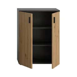 Hioshop Mone badkamerkast 2 deuren eiken decor- donkergrijs