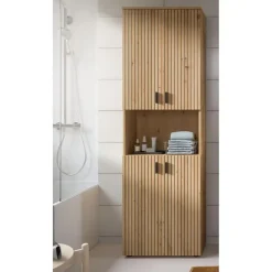 Hioshop Mone kolomkast 4 deuren- 1 plank eiken decor