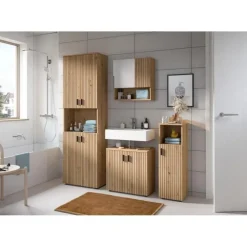 Hioshop Mone spiegelkast 1 deur- 1 spiegeldeur- 1 plank eiken decor