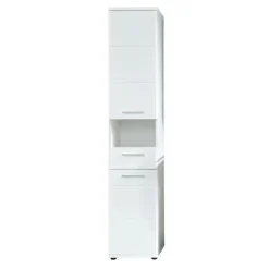 Hioshop Monte kolomkast 2 deuren- 1 lade- 1 open vak wit- wit hoogglans