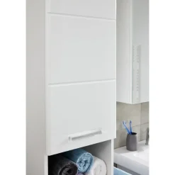 Hioshop Monte kolomkast 2 deuren- 1 lade- 1 open vak wit- wit hoogglans