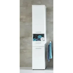 Hioshop Monte kolomkast 2 deuren- 1 lade- 1 open vak wit- wit hoogglans