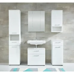 Hioshop Monte kolomkast 2 deuren- 1 lade- 1 open vak wit- wit hoogglans