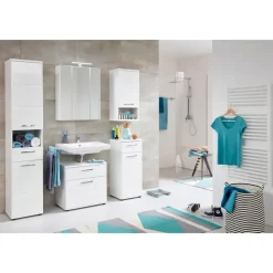 Hioshop Monte kolomkast 2 deuren- 1 lade- 1 open vak wit- wit hoogglans