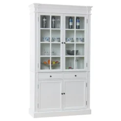 Hioshop Mozart 2-deurs vitrinekast in antiek wit- antiek gepatineerd Breedte