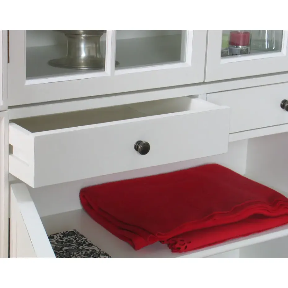 Hioshop Mozart 2-deurs vitrinekast in antiek wit- antiek gepatineerd Breedte