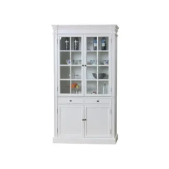 Hioshop Mozart 2-deurs vitrinekast in antiek wit- antiek gepatineerd Breedte