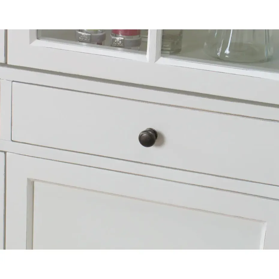 Hioshop Mozart 2-deurs vitrinekast in antiek wit- antiek gepatineerd Breedte