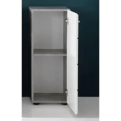 Hioshop NanoBad badkamerkast 1 deur- 1 legplank betonsteen decor- wit