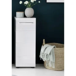 Hioshop NanoBad badkamerkast 1 deur- 1 legplank betonsteen decor- wit