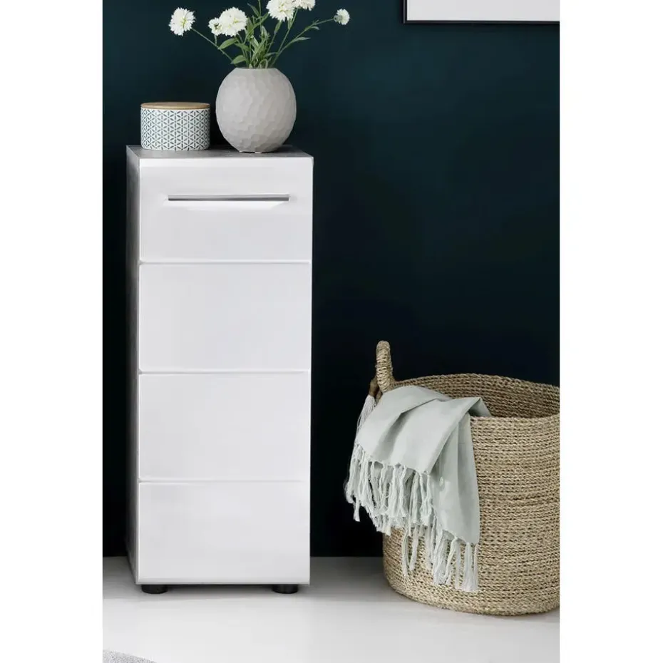 Hioshop NanoBad badkamerkast 1 deur- 1 legplank betonsteen decor- wit