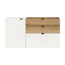 Hioshop Naro dressoir wandgemonteerd 1 deur- 1 vouwdeur- 1 plank- 2 lades wit