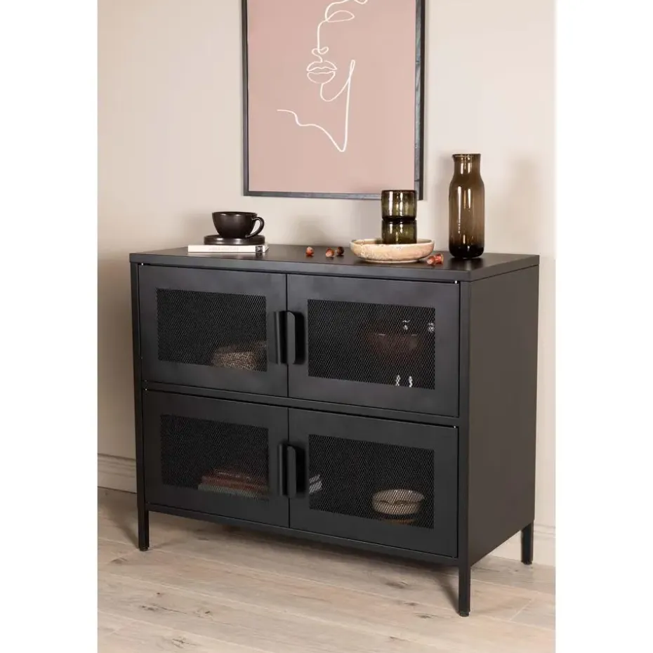 Hioshop Nett dressoir 4 deuren zwart