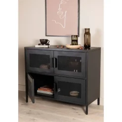 Hioshop Nett dressoir 4 deuren zwart