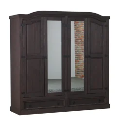 Hioshop New Mexico 4-deurs kledingkast bruin met spiegel