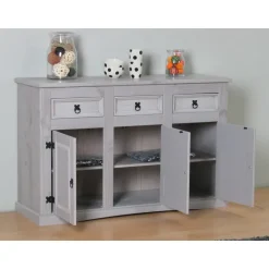 Hioshop New Mexico dressoir 132 cm breed grijs