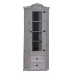 Hioshop New Mexico hoekkast hoekvitrine grijs grenen