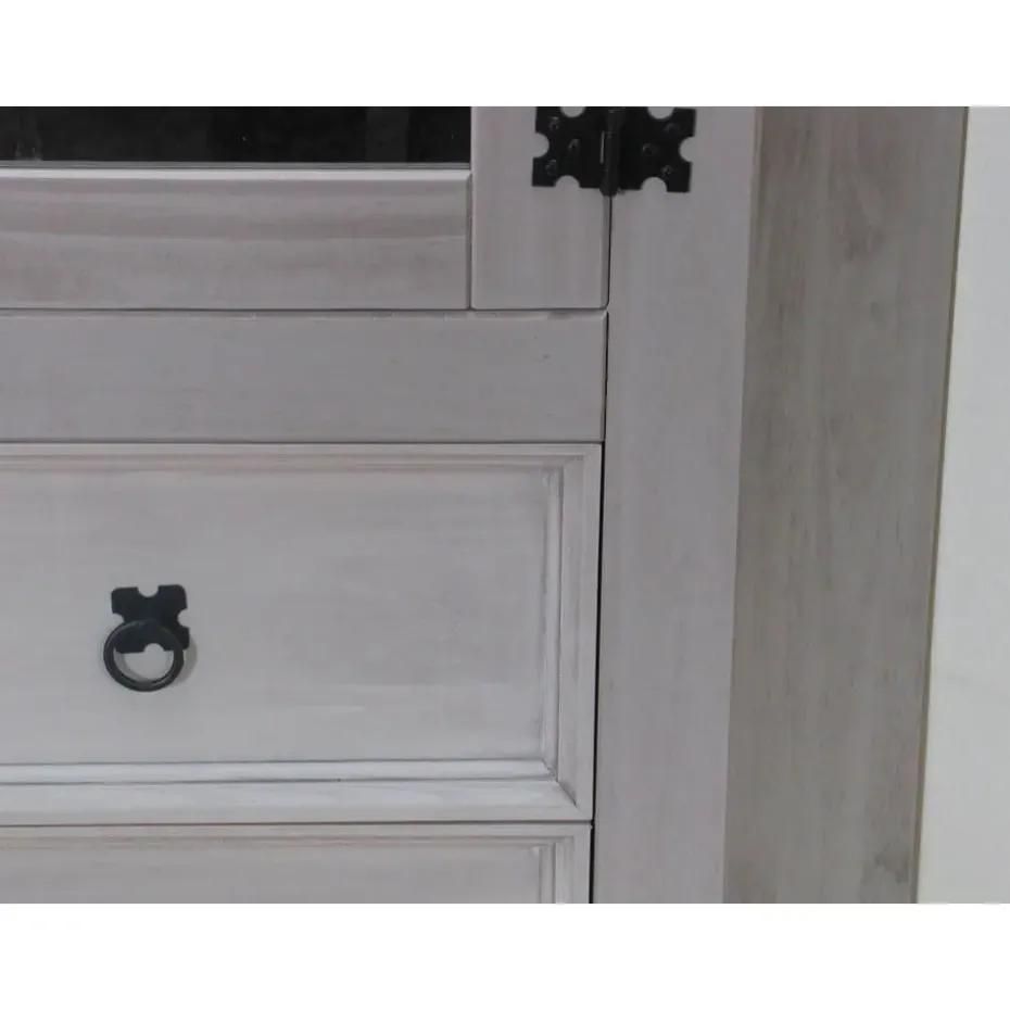 Hioshop New Mexico hoekkast hoekvitrine grijs grenen