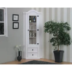 Hioshop New Mexico hoekkast vitrine wit grenen