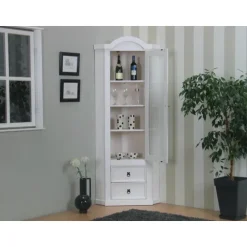 Hioshop New Mexico hoekkast vitrine wit grenen