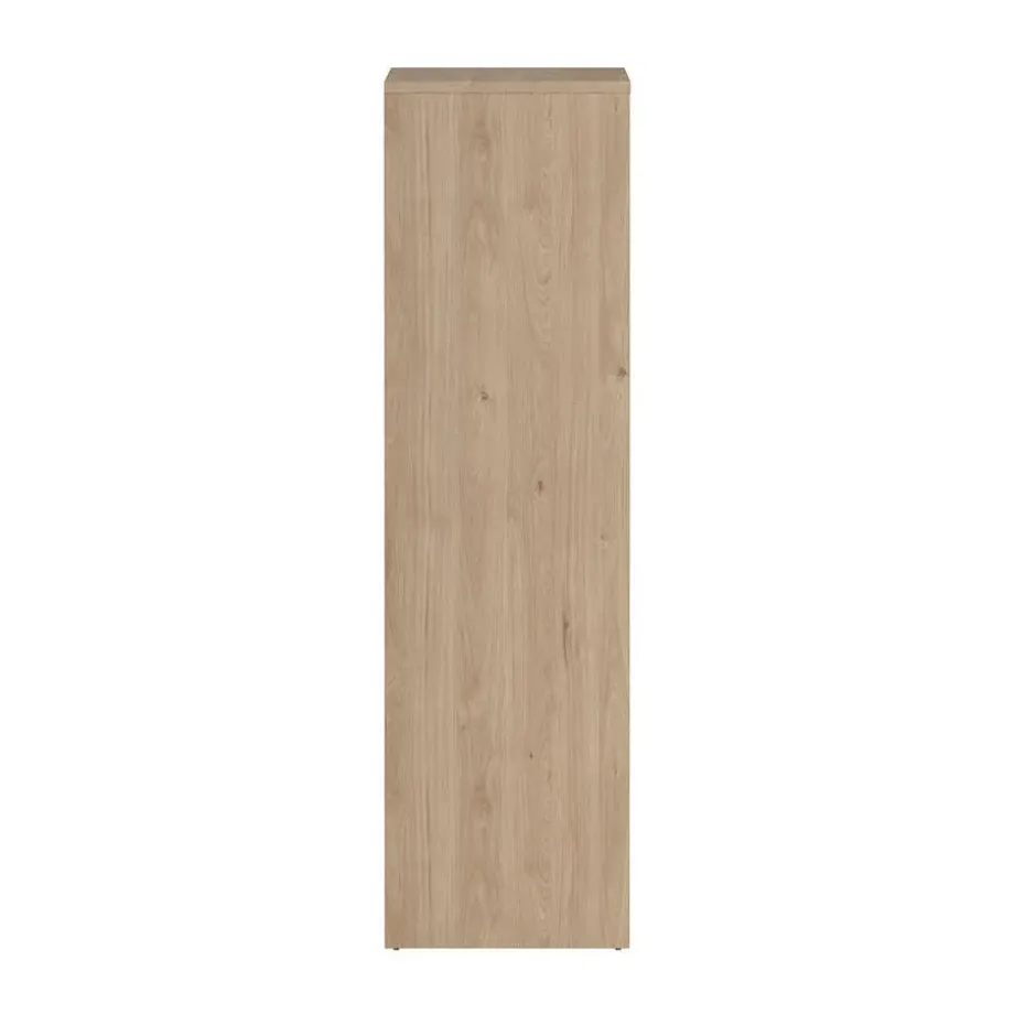 Hioshop Next vitrinekast 3 deuren- 2 lades- 1 plank eiken decor- wit hoogglans