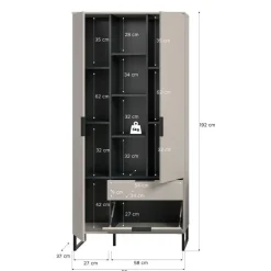 Hioshop Noida dressoir 2 deuren- 1 vouwdeur- 1 lade- 4 planken kasjmier decor