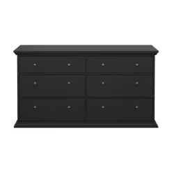 Hioshop North kommode 6 laden zwart mat