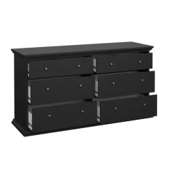 Hioshop North kommode 6 laden zwart mat