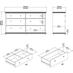 Hioshop North kommode 6 laden zwart mat