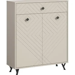 Hioshop Notes schoenenkast 2 deuren mat beige